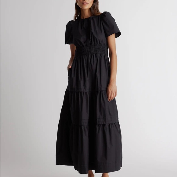 Quince Dresses & Skirts - Quince 100% Organic Cotton Tiered Maxi Dress Black Preppy Cottage